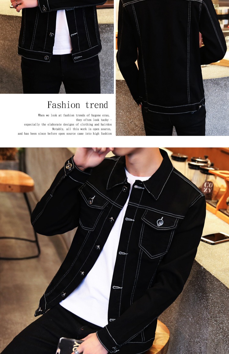 Mùa xuân và mùa thu nam Áo khoác mỏng Quần denim Bộ quần áo nam Xu hướng Hàn Quốc Áo khoác nam giản dị Quần áo ba mảnh áo khoác hoodie nam