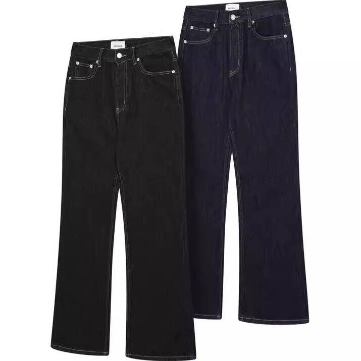 Mistcastle 2021m Loose Straight-Leg Flared 12.8oz Unbleached Solid Color Raw Denim Vintage Jeans