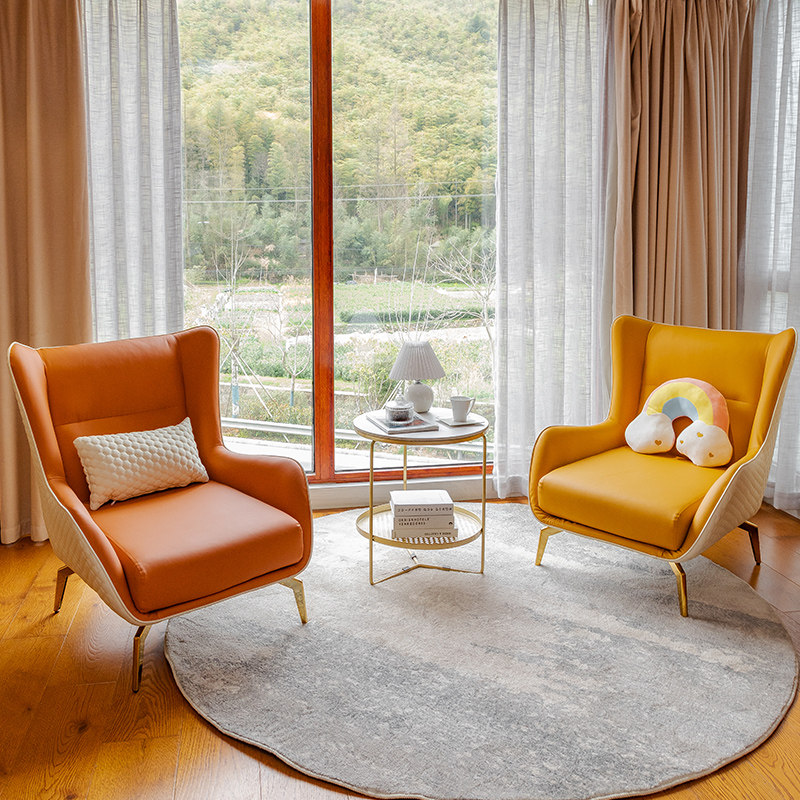 Nordic Single Sofa Chair Light Luxurious Home Apartment Living Room Balcony Leather Art Folk Sleeping Net Red sloth sofa Portfolio