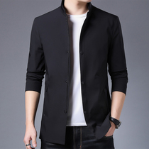 Autumn stand neck jacket mens business casual mens coat spring and autumn English wind windbreaker handsome trend jacket