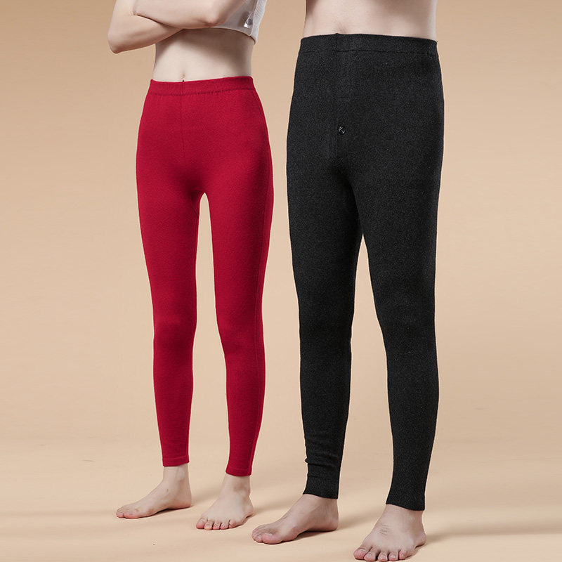 Winter new knitted wool trousers Male medium-high waist warm pants for body elastic beating bottom casual pants women bunches pants