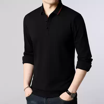 Long sleeve T-shirt men's autumn New lapel polo shirt men's cotton T-shirt business leisure spring and autumn solid color clothes