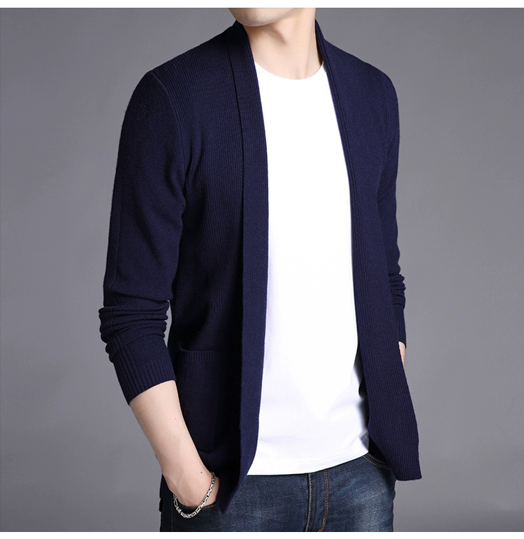 Áo len cardigan nam mỏng áo khoác mùa xuân 2018 mới dài tay áo Hàn Quốc Casual nam dệt kim áo len màu rắn