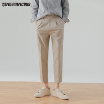 Spring and summer ankle-length pants men Korean fashion slim trousers mens 9-leg trousers straight suit pants casual trousers