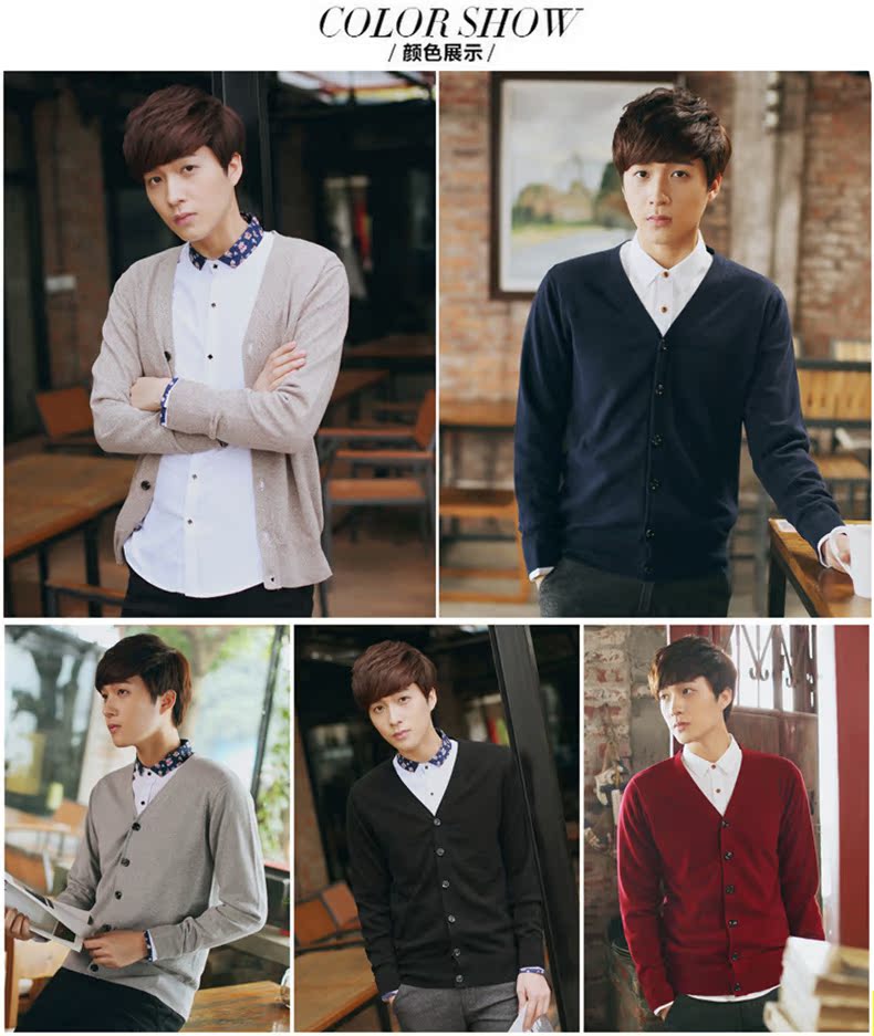Áo len dệt kim nam Áo len nam mùa xuân và mùa thu Hàng dệt kim cổ chữ V mỏng Kiểu Hàn Quốc Solid Color Slim Thanh niên áo len - Cặp đôi áo len shop đồ nam đẹp