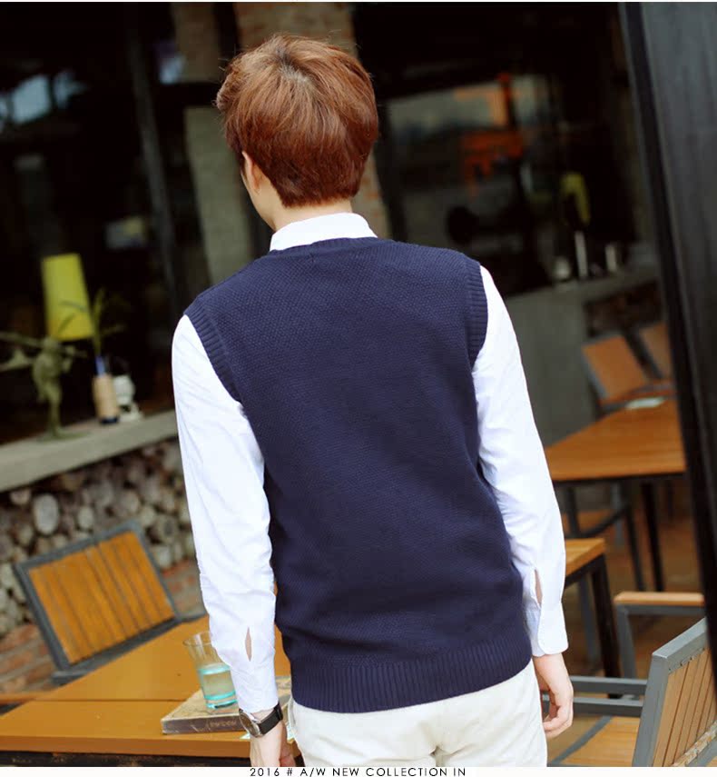 Áo vest nam mùa thu và áo len mùa đông Phiên bản Hàn Quốc của áo len không tay áo len cotton vest nam vest mỏng Slim ấm vest áo len mỏng