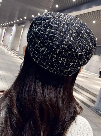 Hong Kong Bng Hat for Women, Korean Style Autumn and Winter Japanese Style Chanel-Style Beret, Octagonal Hat, Versatile British Retro Military Hat
