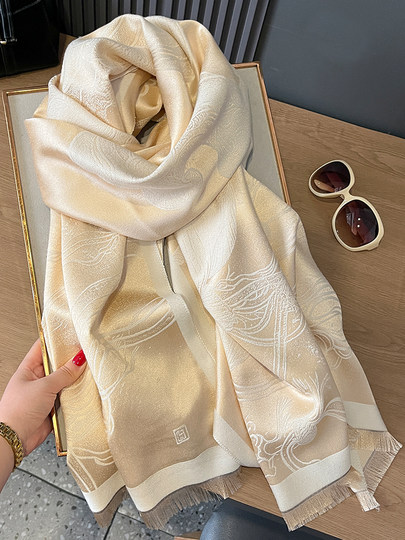 Hong Kong Bng Cashmere Scarf for Mom, Women's Scarf, 2025 New Model, Winter Dual-Use, High-End Gift for Middle-Aged and Elderly
