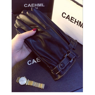 Hong Kong Bng Genuine Leather Gloves for Winter, Men's and Women'S, Fleece-Lined, Thickened, Warm, Windproof, Waterproof, Touchscreen Compatible for Cycling