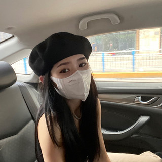 Hong Kong Bng Black Wool Beret for Women, Autumn and Winter, British Retro Versatile Autumn Painter Octagonal Beret Hat