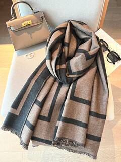 Japanese Niche Gp Cashmere Scarf for Women, New Winter Model, Melard High-End Brown Striped Warm Shawl, Trendy