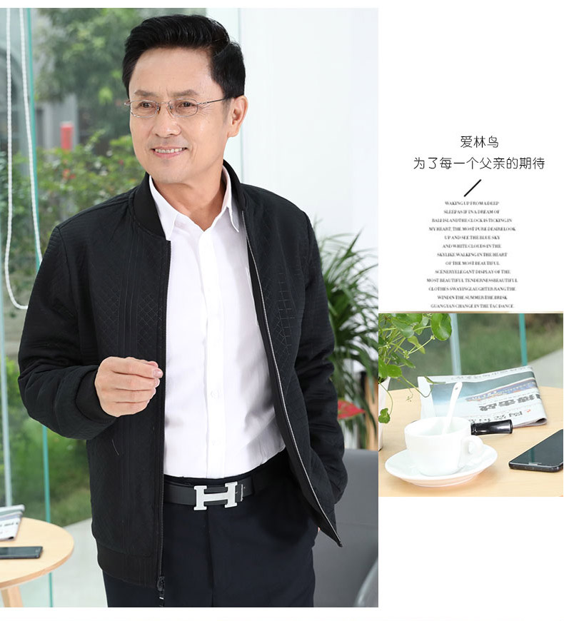 Áo khoác hai mặt cho bố mùa xuân và mùa thu áo khoác mới mùa thu trung niên 40 nam 50 tuổi 50 tuổi thường mặc quần áo mùa đông áo khoác bóng chày mlb
