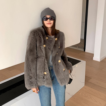 winter new imported Tuscan fur coat women's mid length wool Tocca fur coat round neck