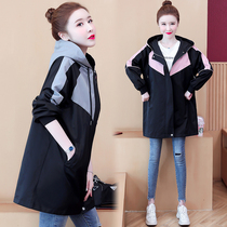 200 pounds fat mm pregnant woman spring windbreaker coat large size womens autumn and winter 2021 medium-long hooded thickened warm clothes