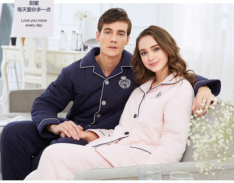 Mùa thu hươu mới mùa đông đồ ngủ phụ nữ chăn bông đệm ấm đôi dịch vụ nhà phù hợp với mùa đông bông cộng với bông nam mùa đông bộ đũi nam