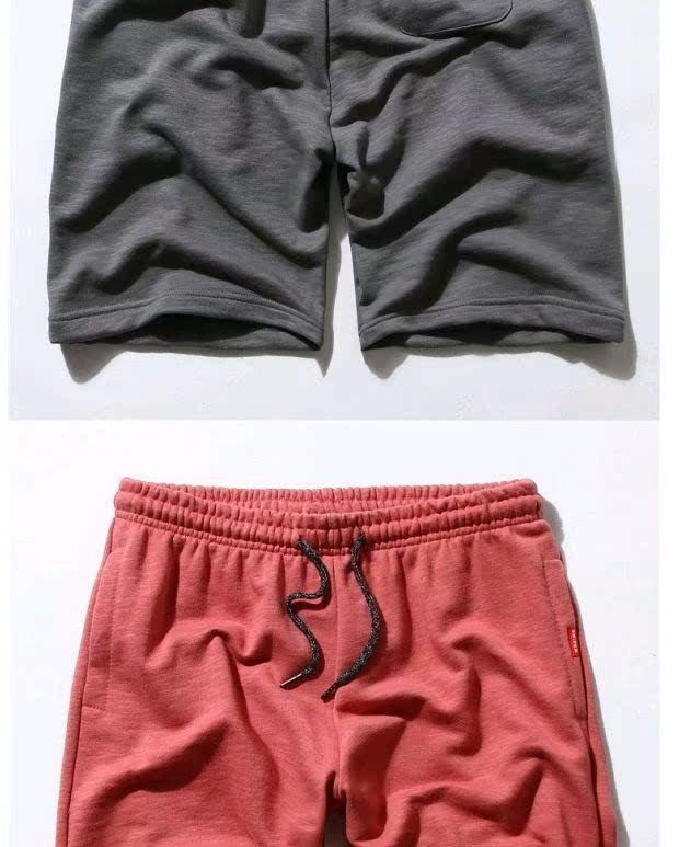 Tide thương hiệu Yu Wenle mùa hè rắn màu thể thao quần short vài phần quần cotton mỏng terry vải mới quần thường quần ống suông nam