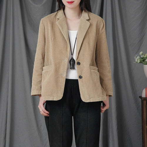 Ретро вельветовый пиджак классического кроя, куртка, осенний лонгслив, свободный крой, 2019