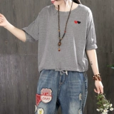 Летняя одежда, рубашка, футболка с коротким рукавом, хлопковая приятная телу кукла, новая коллекция, оверсайз, из хлопка и льна