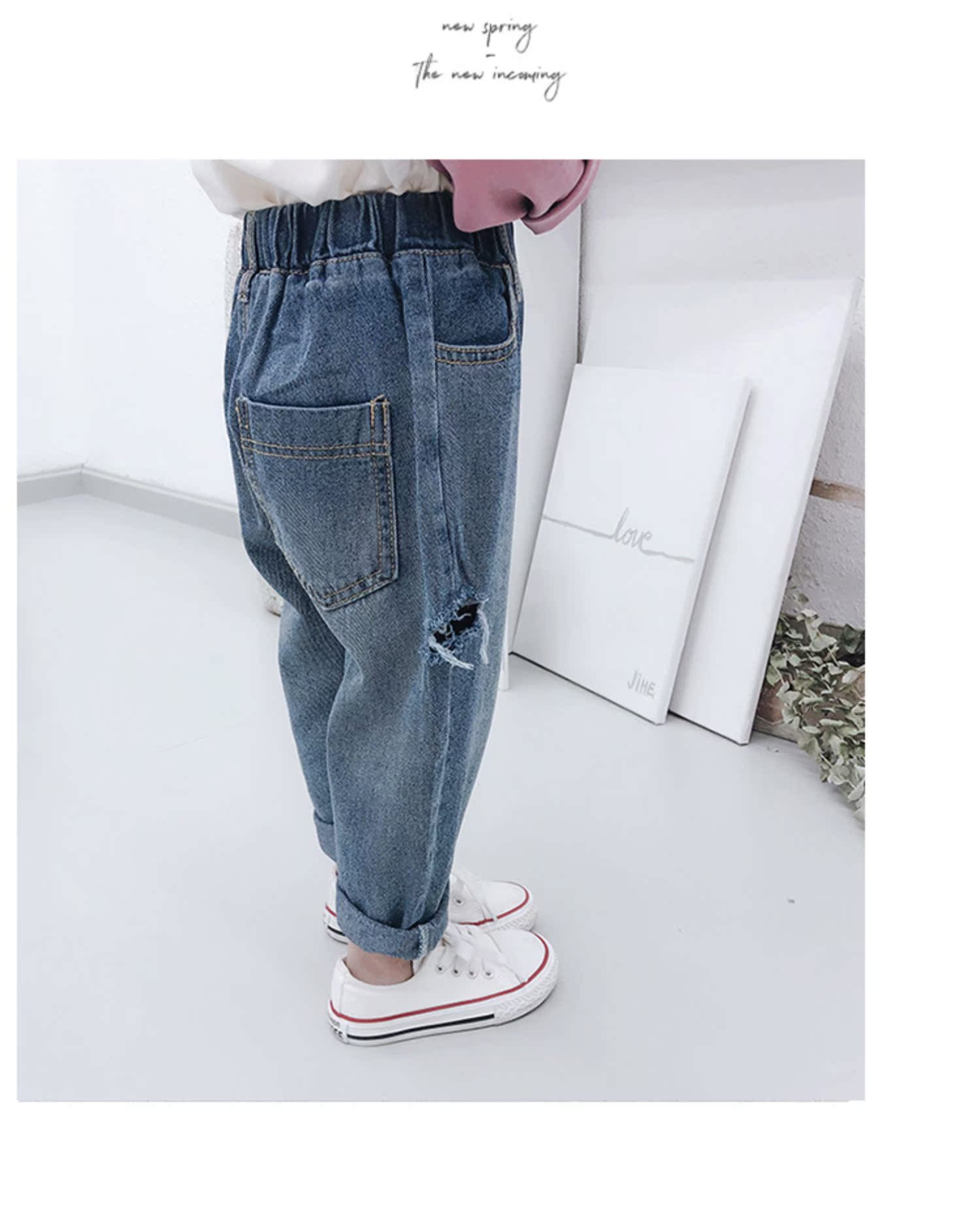 Xuân xuân 2019 ông nội cô gái mới quần jeans trẻ em lỗ giản dị quần bé phiên bản Hàn Quốc của quần hoang dã - Quần jean đồ bơi cho bé gái