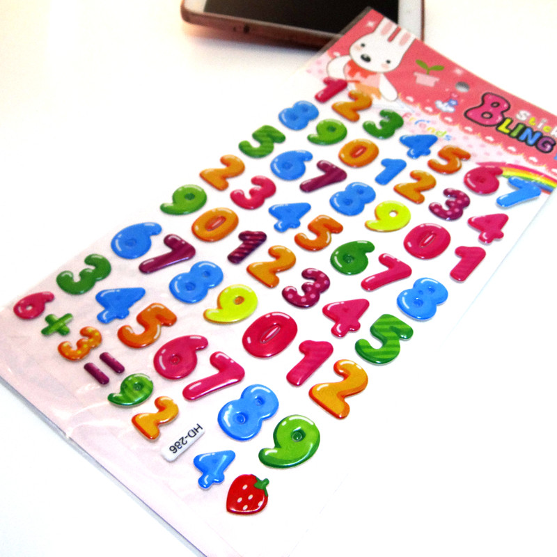 Children's Arabic numerals stickers sticker number kindergarten reward 3D three-dimensional bubble stickers small stickers small stickers