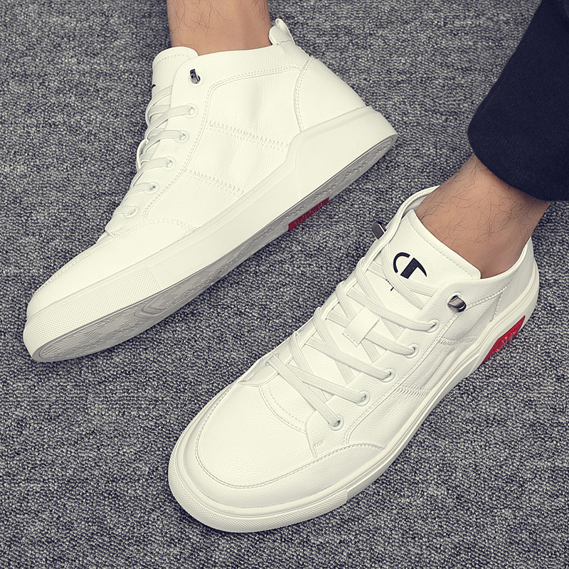 Men Shoes 2021 Spring New High Cylinder Shoes Men's Board Shoes Trendy Casual Shoes 100 Hitch Small White Shoes Middle Cylinder Sneakers