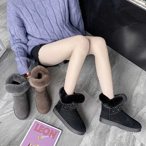 Зимние короткие сапоги, универсальные флисовые туфли, удерживающие тепло ботинки, 2019, в корейском стиле