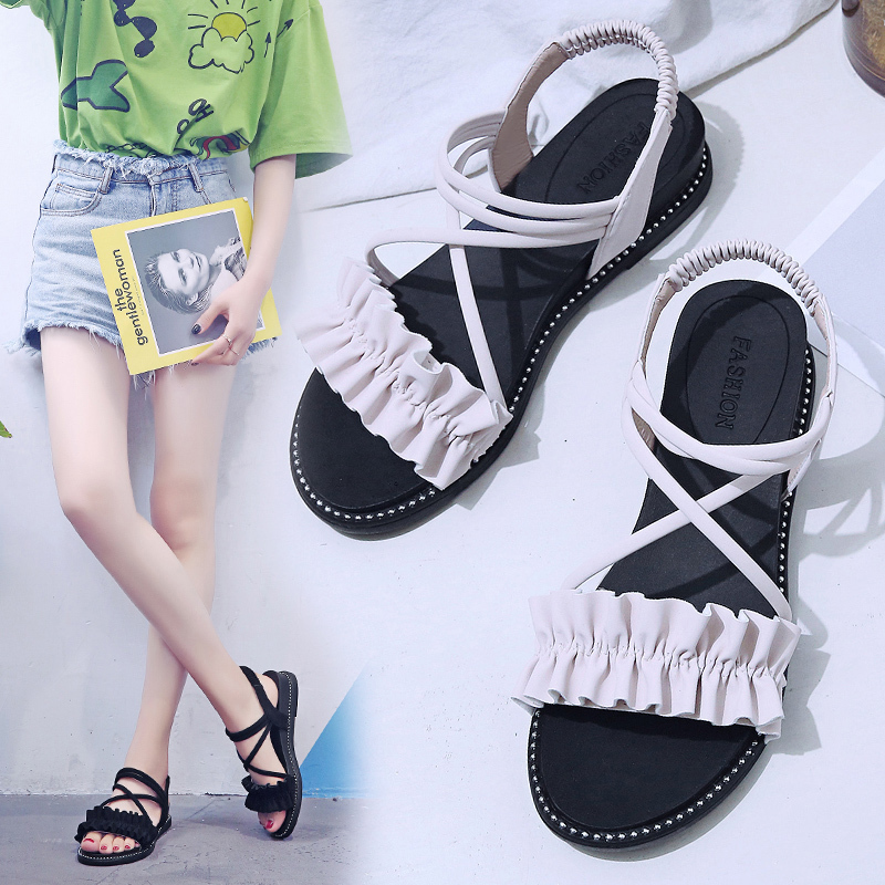 Roman Sandals Women Fairy Wind 2020 Summer New Bohemian Flat Bottom Seaside Beach Shoes Ins Tide Shoes
