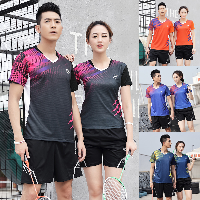 Quick-drying badminton suit suit women's short-sleeved table tennis men's summer new tennis clothing air volleyball suit suit