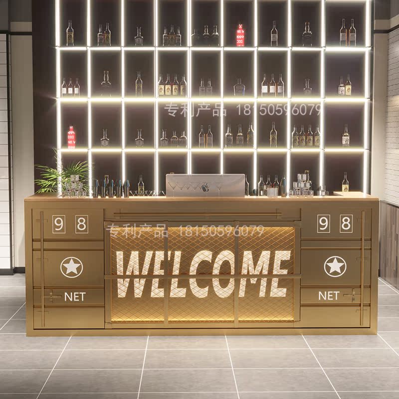 Retro Crafts Wind Iron Art Bar Dining Hall Shop Front Desk Custom Barbecue Shop Creativity Reception Desk Bar Cashier Counter