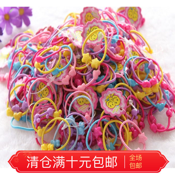 Sugar Fruit Color Hair Ring Children Twin Beads Hair Ring Hair Accessories Girl Baby Zana Hair Cartoon Small Leather Gluten Hair Ring 100
