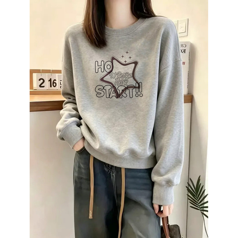 100% Pure Cotton Jimo Sweatshirt for Women, 2026 Trendy Hot-Selling Style, Petite Size, Fleece-Lined, Thickened, Autumn and Winter Warm Top 100% Pure Cotton Jimo Sweatshirt for Women, 2026 Trendy Hot-Selling Style, Petite Size, Fleece-Lined, Thickened, Autumn and Winter Warm Top