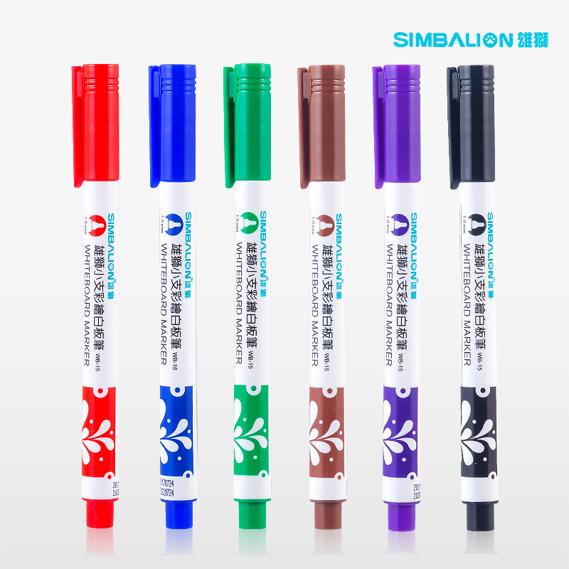Taiwan Male Lion Elementary School Students Drawing Board White Board Pens Water Erasable Children Color Red Blue Brown Purple Green Black Color Painted Pen Washable easy to rub 6 Thrones fine branch 1 0mm Blackboard Graffiti pen-Taobao