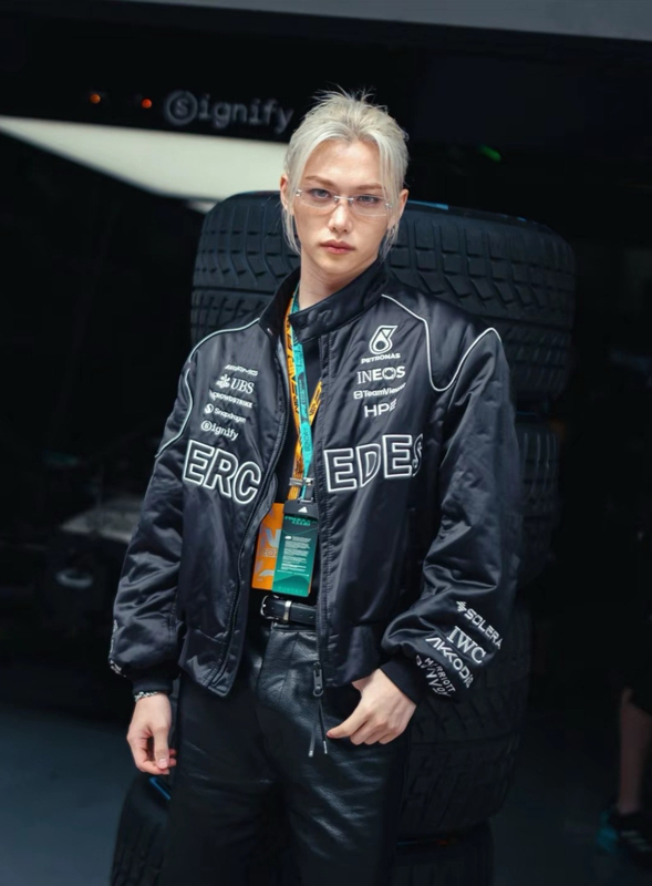 Heavy Embroidery Mercedes Amg Petronas F1 Team Aviator Stand-Collar Racing Cotton Jacket Heavy Embroidery Mercedes Amg Petronas F1 Team Aviator Stand-Collar Racing Cotton Jacket