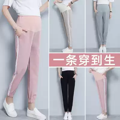 Pregnant Women summer sports underwear casual pants summer thin fashion wear trousers large size belly pants spring and autumn