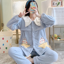 Pregnant womens pajamas Moon clothes Autumn October 11 spring and autumn winter postpartum cotton lactation and feeding mezzanine set