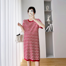 Pregnant Woman Summer Clothing Loving Knit Dress Dress Skirt Dresses Summer Thin fashion Korean version Temperament Accommodative