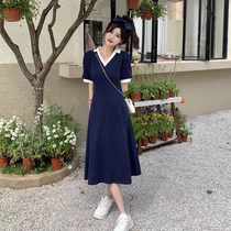 Pregnant woman summer dress V neckline dress skirt Summer slim fit slim fit A word dress cover tummy long dress High level sensation