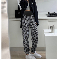 Pregnant Woman Spring Clothing Bouquet Harun Sportswear Pants Pants Pants Bottom Pants Spring Autumn Outwear Straight Cylinder Loose Casual 90% Long Pants