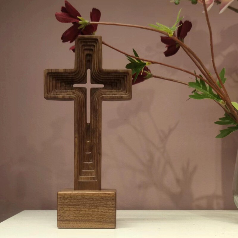 Guan's Original Black Walnut Wood Cross Ornament Display Stand Guan's Original Black Walnut Wood Cross Ornament Display Stand