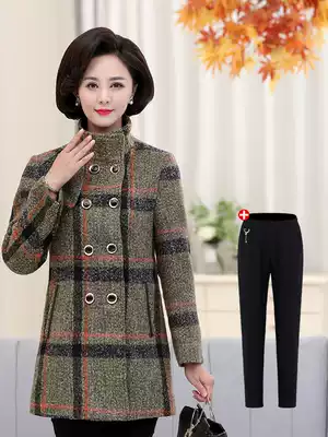 Middle-aged women's spring and autumn plaid jacket 40 years old 50 mother's spring coat Middle-aged and elderly winter women's Western windbreaker