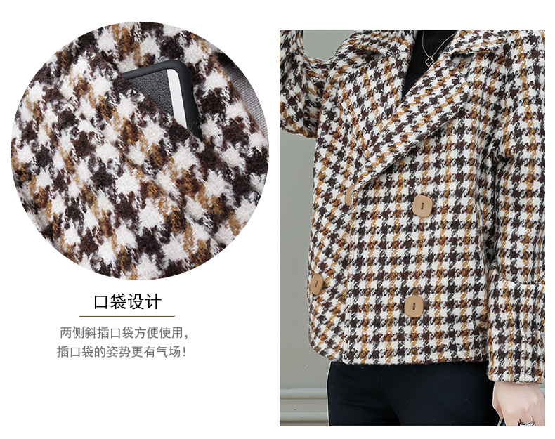 Áo khoác len ngắn Houndstooth 2018 thu đông 2018 phổ biến mới của phụ nữ Hàn Quốc áo khoác Nizi lỏng lẻo áo bò nữ đẹp
