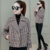 Áo khoác len ngắn Houndstooth 2018 thu đông 2018 phổ biến mới của phụ nữ Hàn Quốc áo khoác Nizi lỏng lẻo áo dạ nữ Áo khoác ngắn
