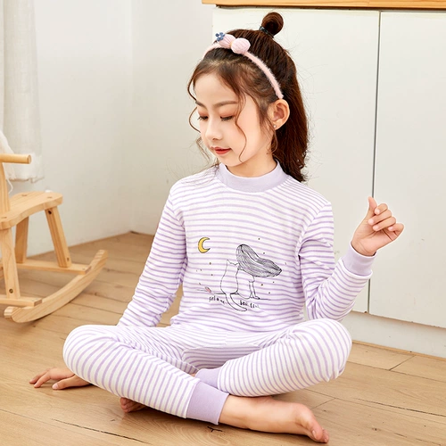 Детское нижнее белье, хлопковый комплект, пижама, хлопковое термобелье, тонкий свитер, подходит для подростков