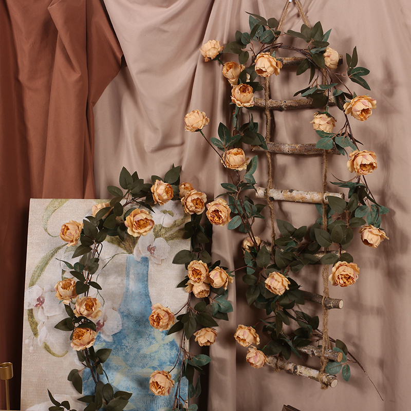 Autumn Color Retro Simulation Peony Vines American Fake Flower Decoration Flowers Vines Bionic Living Room Air Conditioning Piping Cover Ugly Twine