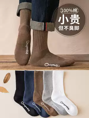 Cotton socks men's autumn and winter towel bottom socks thick and velvet warm tall cotton stockings