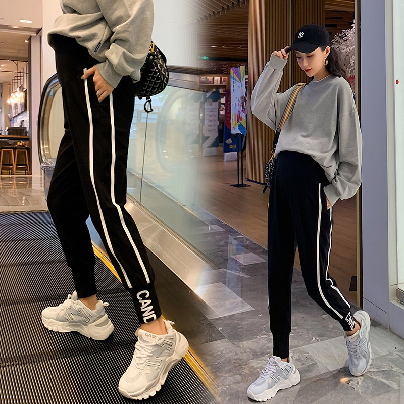 Pregnant women pants sports pants in autumn wear fashion relaxed spring and autumn patterns loose and loose bottom pants and autumn