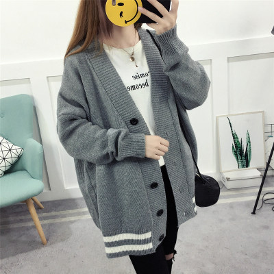 Pregnancy Woman Dress Sweater Jacket Autumn Winter Dress New Loose Large Size Mid-length Edition Reduced Knit Blouse Cardiovert Jacket Woman