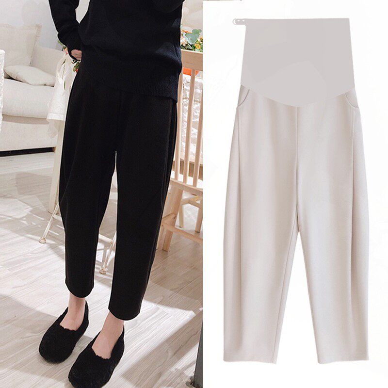 Pregnant Woman Pants Autumn Winter Plus Fluff Pants Pregnant Women Pants Overfire Old Daddy 90% Pants Casual Boomer Harynn Pants