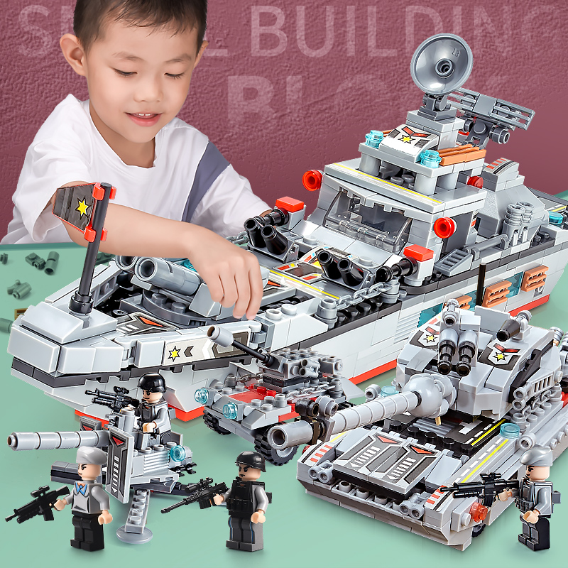 Building blocks assembled toys Puzzle Boys Military Tanke Cars Children Gifts 6 Years Old 9 Intellect Motor Chia Models 14