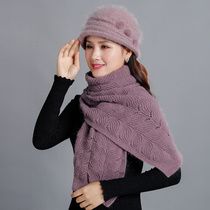 Hat women's winter knitted wool hat plus velvet padded warm middle-aged and elderly mother hat windproof riding hat in autumn and winter